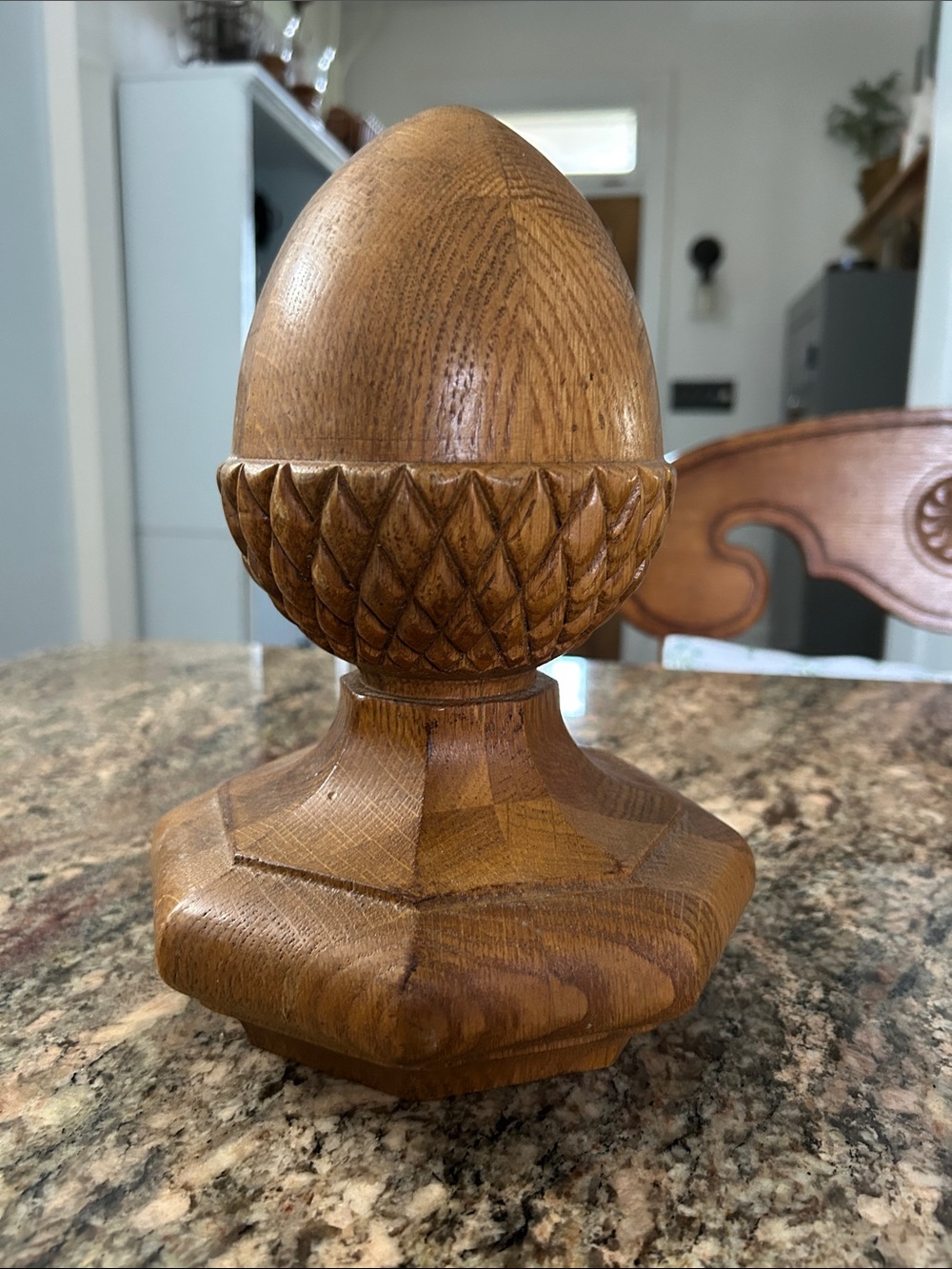Carved Wooden Finial Accent - Warm Brown